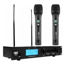 Microfone Uhf Digital Multifrequencia Duplo Uhf Le-913