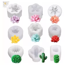 Set 9 Moldes De Silicona Para Velas Resina Suculenta Planta