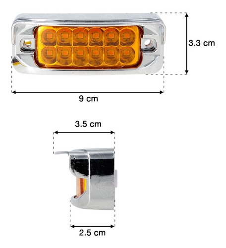 Par Plafon 12 Led Lateral Rectangular Pestaa Estrobo 12-24f Foto 10