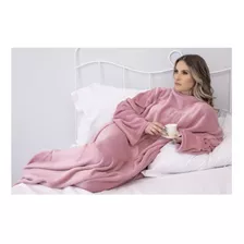 Cobertor Juma Enxovais Nepal Com Manga Cor Rosa Com Design Lisa De 1.9m X 1.5m