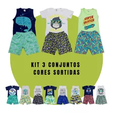 Kit 6 Peças 3 Short + 3 Blusa Menino Conjunto Infantil Promo