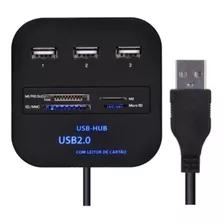 Hub Usb2.0 3portas+leitor De Cartão Memória Sd Total 7portas