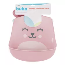 Babador Em Silicone Com Pega-migalhas Rosa Gumy Buba