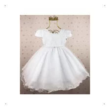 Vestido Batizado Full Renda Tule Cinto Perola Costa Laço 1-3