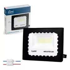 Kit 2 Luminária Refletor Super Ultra Led 50w Holofote Bivolt Prova D'água Branco Frio Lumi Linha Premium