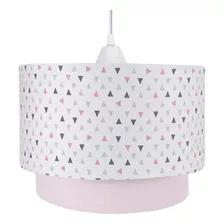 Lustre Tubular Duplo Triângulos Rosa Quarto Bebê Infantil