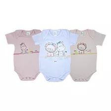 Body Bebê Menina Kit 3 Peças Em Algodão Linha Premium