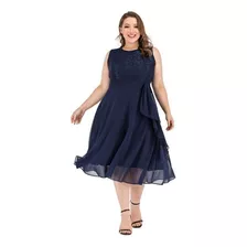 Vestido Mujer Tallas Grandes Encaje Gasa Midi