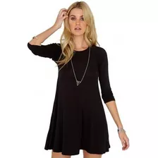 Vestido Manga Longa Meia Estação Outono Inverno Frio Casual