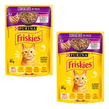 Kit 2 Friskies Sachês Para Gatos Adultos Sabor Cordeiro 85g