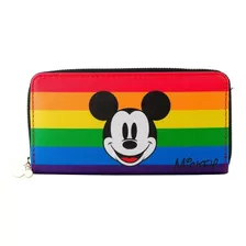 Carteira Retangular Mickey Mouse Arco-íris 10x20cm Disney