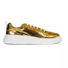 Tenis Hombre Sneakers Dorados Grabado Snake Alexis Roman