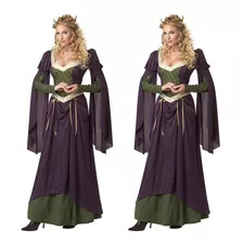 Vestido Longo Europeu Medieval Medieval Retrô Court Hallow