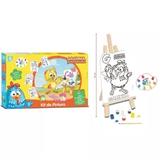 Kit Pintura Galinha Pintadinha Infantil Cavalete+ Tintas Nig