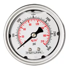 Manómetro Inox Alta Presión Glicerina 2.5 PLG, 3000 Psi