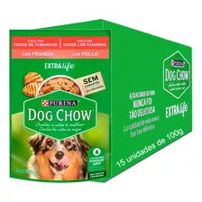 Caixa De Sachês Dog Chow Adulto Todos Tamanhos Frango 100g