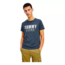 Camiseta Tommy Jeans Center Chest Graphic Azul Marinho