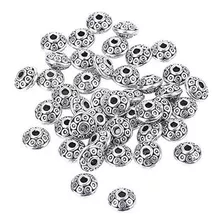 Mudder 100 Piezas De 6 Mm De Plata Antigua Cuentas Espaciado