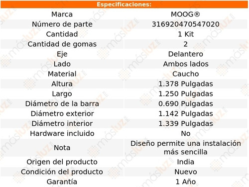 Pack Gomas Para Barra Estabilizadora Del Mpv 00/06 Moog Foto 3