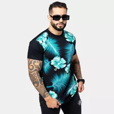 Camisa Longline Floral Camiseta Estampada Swag Premium