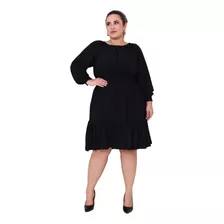 Vestido Curto Ciganinha Manga Longa Feminino Moda Plus Size