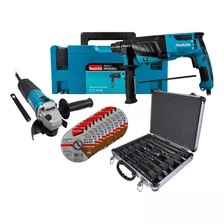 Rotomartillo Sds Plus Makita + Esmeriladora +discos Y Brocas Color Turquesa Frecuencia 50 60 Hz