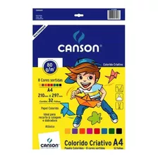 Papel Colorido Criativo A4 8 Cores 80g 32 Folhas Canson