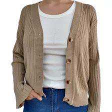 Saco Botón Cardigan Sweater De Mujer Bremer Elastizado