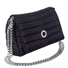 Bolsa Bandolera Sundar Crossbody Andrea Diseño Liso De Poliéster Negra Con Correa De Hombro Metálico Y Herrajes Metal