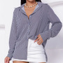 Camisa Social Feminina Clássica Listrada C/ Botões Tendência
