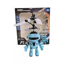 Mini Drone Robô Voador Azul Brinquedo Acende Olhos.usb.