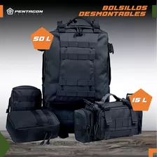 Mochila Tactica Militar Outdoor Pentagon 50l Impermeable Color Negro