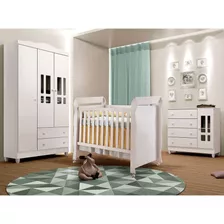 Quarto De Bebê Ariel Ii Berço Guarda-roupa Cômoda Branco ...