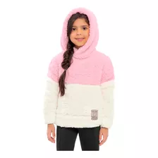 Blusão Casaco Infantil Menina Fleece Sherpa Rosa Kamylus