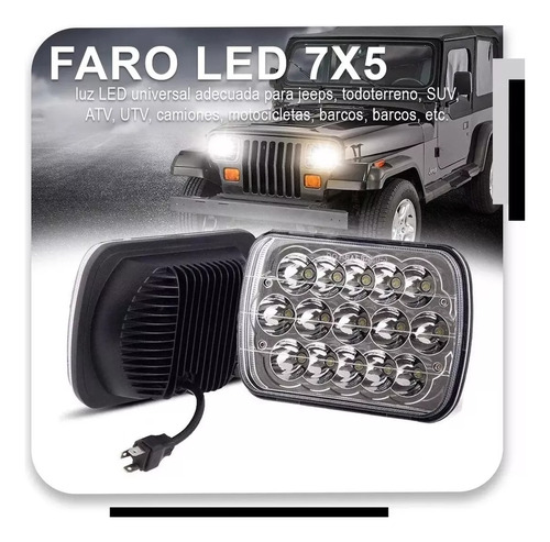 Par De Faros Led Auxiliares 7x5 Para Camion Y Jeep Wrangler Foto 5