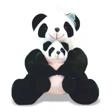 Pelúcia Panda Com Filhote - Antialérgica- Soft Toys Cor Braco E Preto