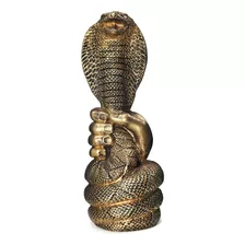 Cobra Naja E Mãos Resina Dourada Estátua Decoração Dourada Cor Dourado