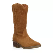 Bota Vaquera Gosh Color Cafe Tacón Chico Para Mujer 