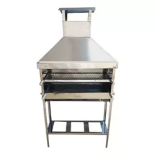 Churrasqueira Espetinho Inox Grande L90 Com Coifa 2 Grelhas