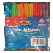Palos De Helado Delgado 50 Unidades Colores Surtidos