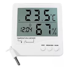 Termo-higrometro Temperatura Interna E Externa Com Relogio E