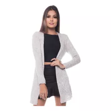 Casaco De Trico Feminino Cardigan Inverno Frio Malha Tricot