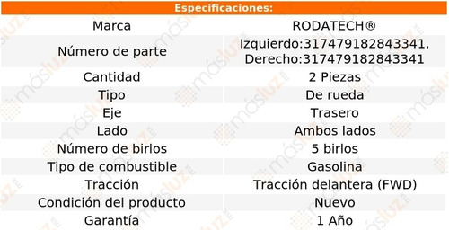 2- Mazas Rueda Traseras Sonata 2.4l 4 Cil 2015/2019 Rodatech Foto 2