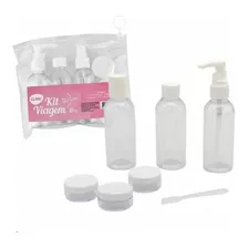 Necessaire Kit Mini Frascos Plástico Viagem Higiene Pessoal 