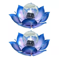 2 Luces Solares Con Forma De Flor, 2 Luces Solares Lotus, Im