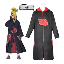 Naruto - Akatsuki Nube Roja Túnica Cos Capa + Diadema