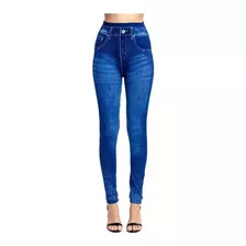 Calça Jeans Imitação Esporte Push Up Leggings Para Mulheres
