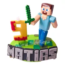 Cake Topper Minecraf Steve Vela Pasta Francesa Fiesta Pastel