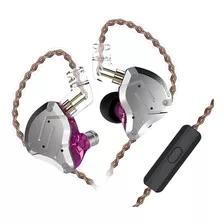 Audífonos Kz, Con Micrófono, Con Cable Abatible, Púrpura