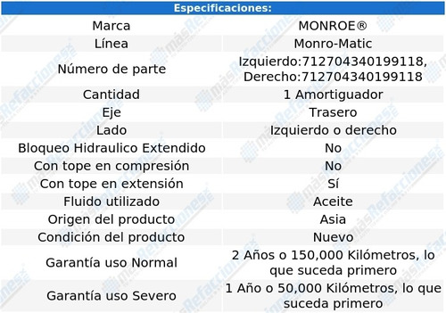 Amortiguador Monro-matic Hidrulico Tra Cabriolet 85-93 Foto 2